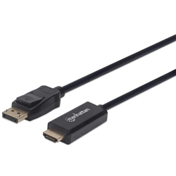 MANHATTAN 152679 1080P DISPLAYPORT TO HDMI CABLE,           DISPLAYPORT MALE TO HDMI MALE CABLE, 1.8 M (6 FT.), BLACK
