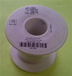 ALPHA 20AWG SOLID WHITE HOOKUP WIRE 1563-100WHT             (100 FEET)