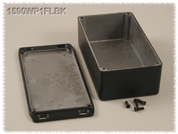 HAMMOND ALUMINUM DIECAST ENCLOSURE FLANGED LID 1590WP1FLBK  BLACK, WATERTIGHT 4.76" X 3.74" X 2.24" *SPECIAL ORDER*