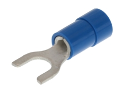 MOLEX 19144-0020 BLUE 16-14AWG #8 SPADE CONNECTOR / FORK    TERMINAL, VINYL INSULATED, 100/PACK