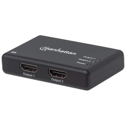 MANHATTAN 207669 4K 2-PORT HDMI SPLITTER 4K@30HZ HDCP 1.4,  AC POWERED, POWER SUPPLY INCLUDED, BLACK