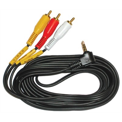 CIRCUIT TEST 211-348 MALE 3.5MM 4 CONDUCTOR PLUG TO 3 RCA   GOLD MALE PLUGS (RED, WHITE, YELLOW), 12FT