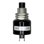 GRAYHILL 2202 PUSH BUTTON SWITCH SPST ON-(OFF) N/C,         10A @ 115VAC, BLACK PLUNGER, SOLDER TERMINALS