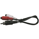 MODE 27-912-0 RCA 'Y' CABLE, 1 PLUG TO 2 JACKS, 6" LONG