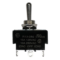 PHILMORE 30-10099 TOGGLE SWITCH SPDT (ON)-OFF-(ON), 15A @   125VAC / 10A @ 250VAC, SOLDER TERMINALS