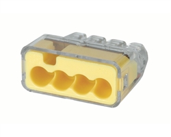 IDEAL 30-1034 IN-SURE PUSH-IN WIRE CONNECTORS, MODEL 34     4-PORT YELLOW, BOX OF 100