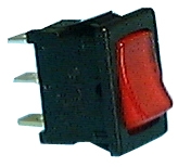 PHILMORE 30-16096 LIGHTED MINIATURE ROCKER SWITCH, SPST     ON-OFF, 10A @ 125VAC / 6A @ 250VAC, RED LAMP, QC TERMINALS