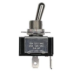 PHILMORE 30-305 HEAVY DUTY TOGGLE SWITCH SPST ON-OFF,       20A @ 125VAC / 10A @ 277VAC, QC TERMINALS