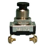 PHILMORE 30-457 MOMENTARY PUSH BUTTON SWITCH SPST OFF-(ON), 6A @ 120VAC / 3A @ 240VAC, BLACK BUTTON, SCREW TERMINALS
