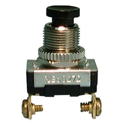 PHILMORE 30-457 MOMENTARY PUSH BUTTON SWITCH SPST OFF-(ON), 6A @ 120VAC / 3A @ 240VAC, BLACK BUTTON, SCREW TERMINALS