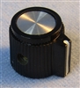 PHILMORE 3060 STRAIGHT KNURL POINTER KNOB WITH INDICATOR    ON SIDE POINTER, 0.54" DIAMETER 0.48" HIGH, BLACK