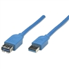 MANHATTAN 322447 USB 3.0 TYPE-A EXTENSION CABLE, USB-A MALE TO USB-A FEMALE, 3 M (10 FT.), SUPERSPEED, 5GBPS, BLUE