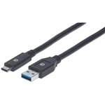 MANHATTAN 354981 USB 3.2 GEN1 TYPE-A TO TYPE-C DEVICE CABLE, USB-A MALE TO USB-C MALE, 3M (10 FT.) 5 GBPS, BLACK