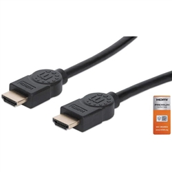 MANHATTAN 355360 HIGH SPEED HDMI CABLE WITH ETHERNET, 4K@60HZ UHD, HEC, ARC, 3D, 18 GBPS BANDWIDTH, 5M (15 FT.), BLACK