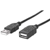 MANHATTAN 393843 HI-SPEED USB EXTENSION CABLE, USB 2.0,     TYPE-A MALE TO TYPE-A FEMALE, 480 MBPS, 1.8M (6 FT.), BLACK