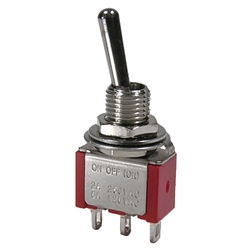 MODE 41-235T-0 UL/CSA APPROVED ECONOMY SUB-MINIATURE TOGGLE SWITCH, SPDT ON-OFF-ON, 5A @ 125VAC OR 28VDC, SOLDER STYLE