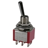 MODE 41-245T-0 UL/CSA APPROVED ECONOMY SUB-MINIATURE TOGGLE SWITCH, DPDT ON-OFF-ON, 5A @ 125VAC OR 28VDC, SOLDER STYLE