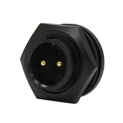 CONXALL 4182-2PG-300 CONNECTOR 2 PIN MALE PANEL RECEPTACLE, IP67 CERTIFIED, 12AWG GOLD PLATED CONTACTS, SOLDER STYLE