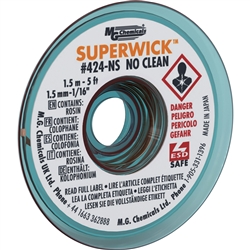 MG CHEMICALS 424-NS SUPERWICK #2 YELLOW DESOLDERING BRAID   (5FT), STATIC FREE, NO CLEAN *SPECIAL ORDER*