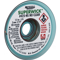 MG CHEMICALS 425-NS SUPERWICK #3 GREEN DESOLDERING BRAID    (5FT), STATIC FREE, NO CLEAN