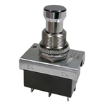 MODE 44-123-1 ALTERNATE ACTION PUSH BUTTON SWITCH, DPDT     ON-ON, 10A @ 125VAC / 6A @ 250VAC, CHROME, SOLDER TERMINALS