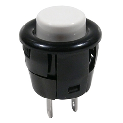 MODE 44-530N-0 PUSH BUTTON SWITCH, SPST OFF-(ON) N/O        MOMENTARY, 3A @ 125VAC, WHITE BUTTON, SOLDER TERMINALS