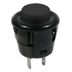 MODE 44-531N-0 PUSH BUTTON SWITCH, SPST OFF-(ON) N/O        MOMENTARY, 3A @ 125VAC, BLACK BUTTON, SOLDER TERMINALS