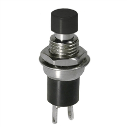 MODE 44-551-0 PUSH BUTTON SWITCH, SPST OFF-(ON) N/O         MOMENTARY, 1A @ 125VAC, WITH BLACK BUTTON, SOLDER TERMINALS