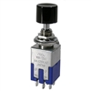 MODE 44-611-1 PUSH BUTTON SWITCH, DPDT ON-ON, 6A @ 125VAC,  WITH BLACK BUTTON, SOLDER TERMINALS