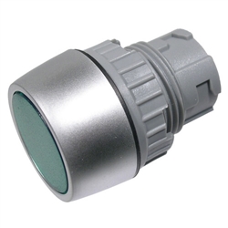 MODE 44-720G-0 MOMENTARY LIGHTED FLUSH BUTTON ACTUATOR, 22MM DIAMETER, GREEN LENSE CAP INCLUDED