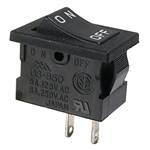 MODE 46-144-0 ROCKER SWITCH SPST ON-OFF, 5A @ 125VAC /      3A @ 250VAC, BLACK WITH 'ON-OFF', SOLDER TERMINALS