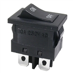 MODE 46-151-1 ROCKER SWITCH DPST ON-OFF, 10A @ 250VAC,      BLACK WITH 'ON-OFF', QC TERMINALS