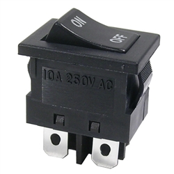 MODE 46-151-1 ROCKER SWITCH DPST ON-OFF, 10A @ 250VAC,      BLACK WITH 'ON-OFF', QC TERMINALS