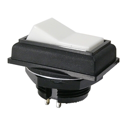 MODE 46-170-1 ROUND HOLE ROCKER SWITCH SPST ON-OFF, 6A @ 125VAC, WHITE BUTTON, 18MM MOUNTING HOLE, SOLDER TERMINALS