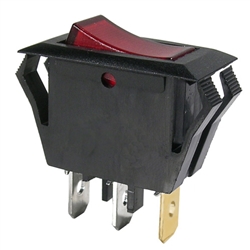 MODE 46-192J-0 ROCKER SWITCH SPST ON-OFF, 15A @ 125VAC,     RED ROCKER, QC TERMINALS