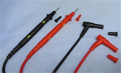 PHILMORE 464 TEST LEAD SET WITH RIGHT-ANGLE BANANA PLUGS 48" LONG, 1" LONG PRODS (RED & BLACK)