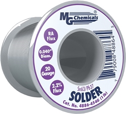 MG CHEMICALS 4886-454G SOLDER 20AWG ROSIN ACTIVATED .04"    1MM 1LB 63/37