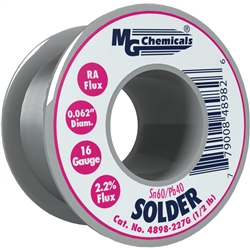 MG CHEMICALS 4898-227G RA SOLDER WIRE SN60/PB40 SPOOL       1.57 MM (0.062 IN) 1227 G (0.5 LB) 16AWG *SPECIAL ORDER*