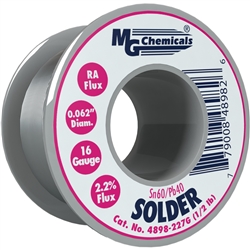 MG CHEMICALS 4898-227G RA SOLDER WIRE SN60/PB40 SPOOL       1.57 MM (0.062 IN) 1227 G (0.5 LB) 16AWG