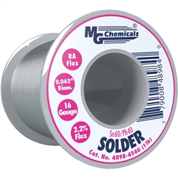 MG CHEMICALS 4898-454G RA SOLDER WIRE SN60/PB40 SPOOL       1.57 MM (0.062 IN) 454 G (1 LB) 16AWG *SPECIAL ORDER*