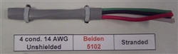 BELDEN 14AWG 4 CONDUCTOR STRANDED UNSHIELDED GRAY PVC       FT4 300V 75C 5102 BLACK/WHITE/RED/GREEN (305M = FULL ROLL)