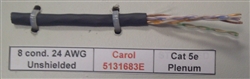 GENERAL CABLE 5131683E 24AWG 8 CONDUCTOR (4PR) CAT5E SOLID  UNSHIELDED BLACK PVC CMP PLENUM FT6 (305M = FULL ROLL)