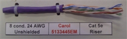 GENERAL CABLE 5133445EM 24AWG 8 CONDUCTOR (4PR) CAT5E SOLID UNSHIELDED PURPLE PVC CMR FT4 (305M = FULL ROLL)