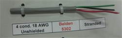 BELDEN CABLE 18AWG 4 CONDUCTOR STRANDED UNSHIELDED GRAY PVC CMG/FT4 300V 75C BLACK/RED/WHITE/GREEN (305M = FULL ROLL)