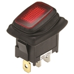 NTE 54-200W WATERPROOF LIGHTED ROCKER SWITCH SPST ON-OFF,   16A @ 125VAC / 10A @ 250VAC, RED LAMP, QC TERMINALS