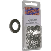 MODE 54-527-100 #4 NICKEL PLATED FLAT WASHERS (UNC) 100/PACK