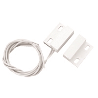 NTE 54-632 MAGNETIC REED SWITCH, 10W/VA SPST-NO, ADHESIVE & SCREW MOUNT, WHITE W/18" LEADS, FOR CLOSED LOOP ALARM SYSTEM