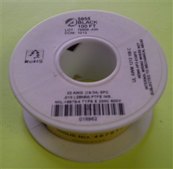 ALPHA 22AWG TEFLON BLACK HOOKUP WIRE (100 FEET) 5855-100BLK (-60C - 200C)