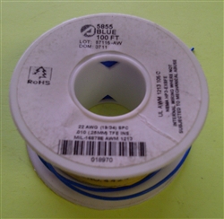 ALPHA 22AWG TEFLON BLUE HOOKUP WIRE (100 FEET) 5855-100BLU  (-60C - 200C)