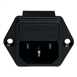 SCHURTER 6200.2300 MALE AC POWER IEC INLET WITH FUSEHOLDER   FLANGE/PANEL MOUNT 10A/250VAC FOR USE WITH 5X20MM FUSE CSA